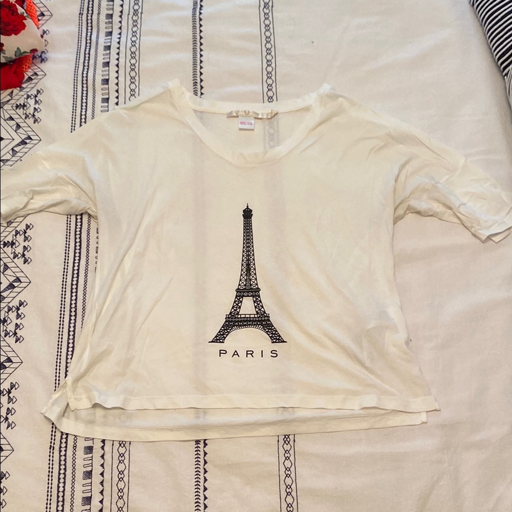 Zara White Paris Eiffel Tower Tee